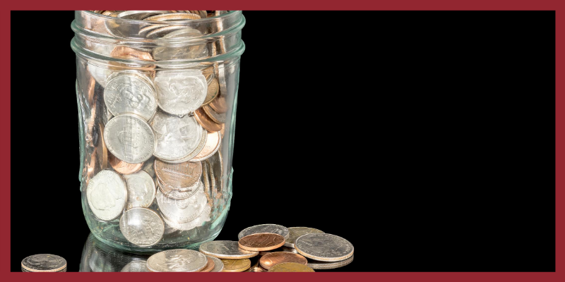 Image of change in a jar during a coin shortage