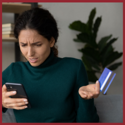 Image of woman concerned her banking information has been stolen